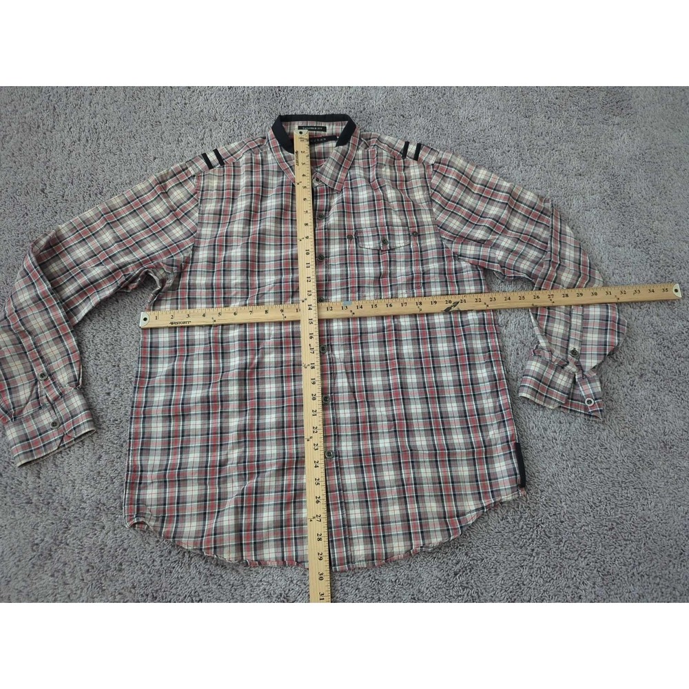 Sean John Shirt Mens XL Red Plaid Long Sleeve Button Front Tailored Fit - Picture 4 of 8